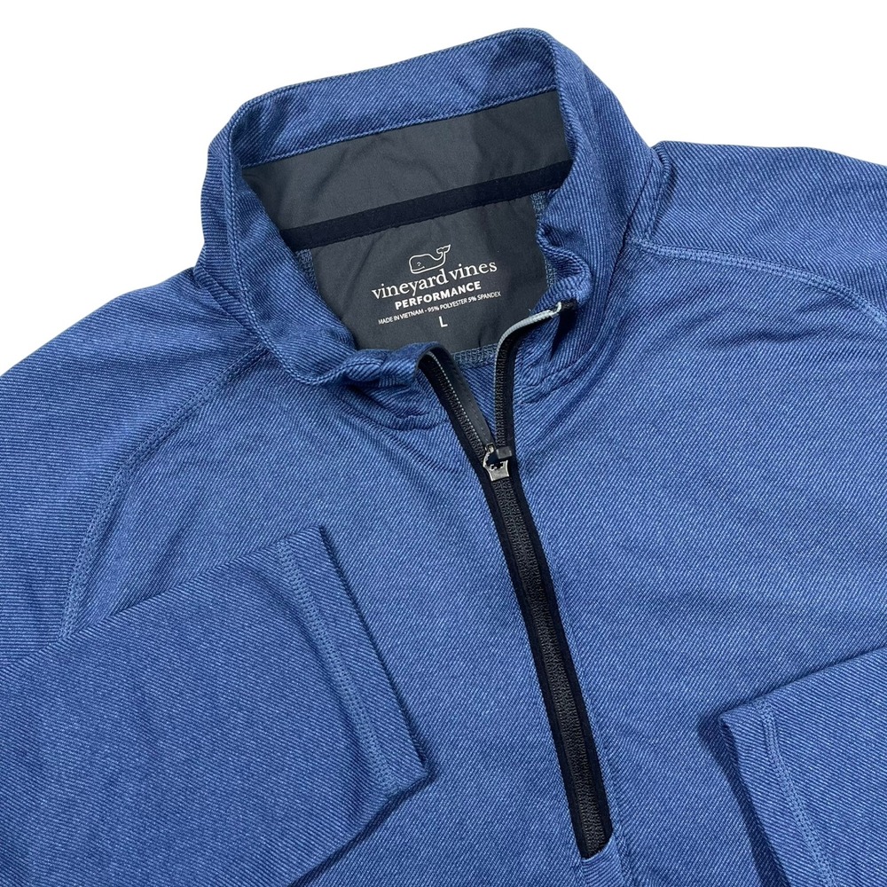 Vineyard Vines Performance Pullover Mens Large Blue 1/4 Zip Heathered 1K001122